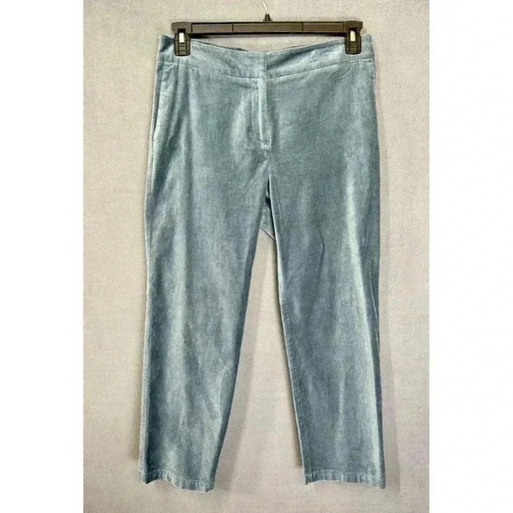 J. Jill Velvet Velveteen Pants Size 8P Blue Teal Straight Leg Mid Rise Stretch - Picture 2 of 10